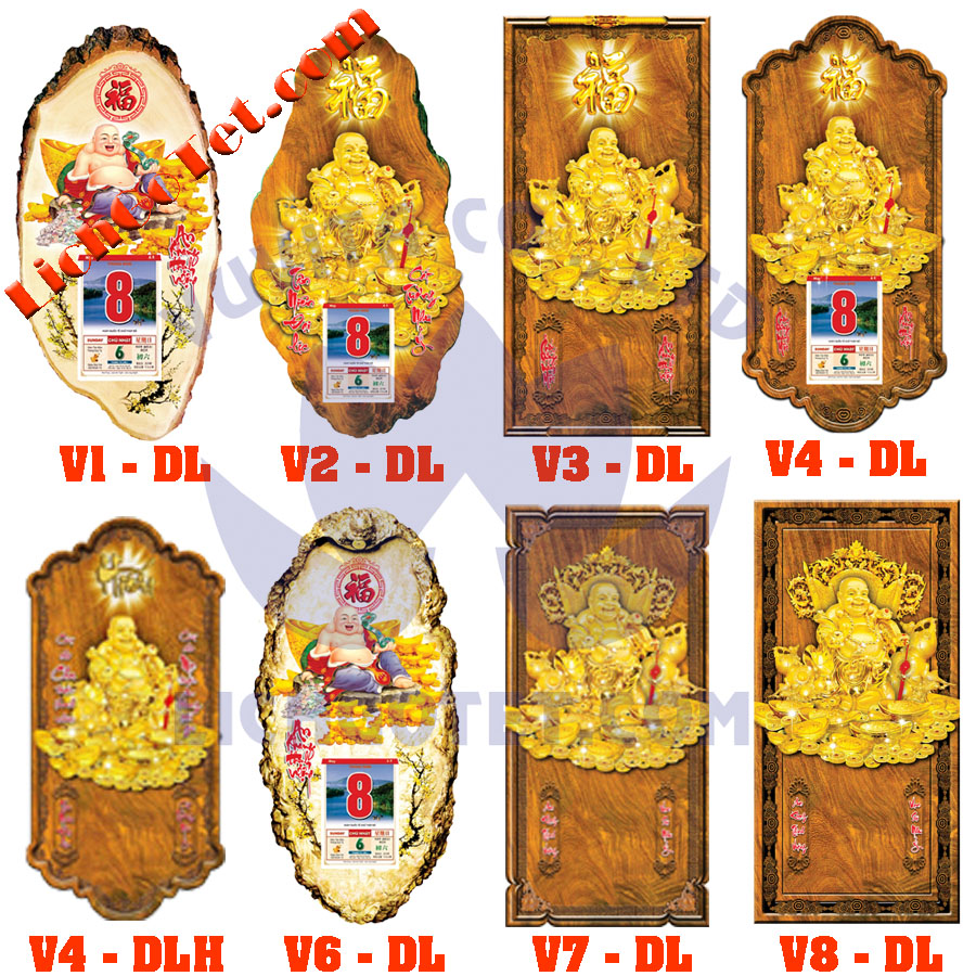 Các mẫu khung lịch gỗ phong thủy Phật Di Lặc