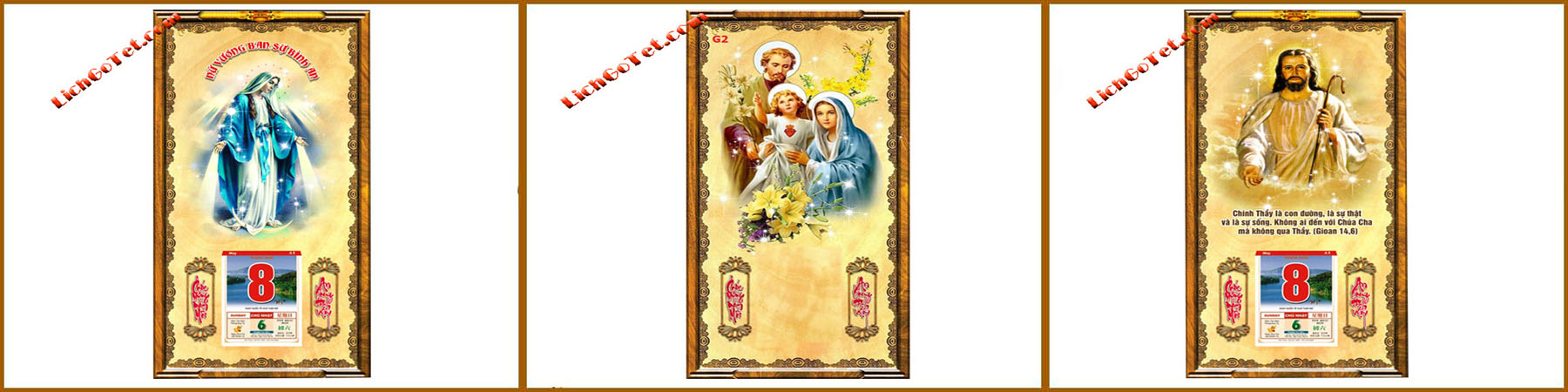 lịch gỗ 3d thiên chúa đức mẹ maria 1