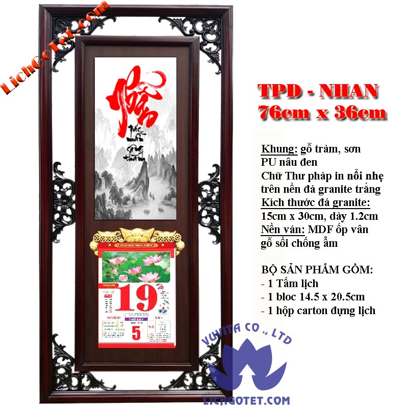 Lịch thư pháp đá chữ phúc