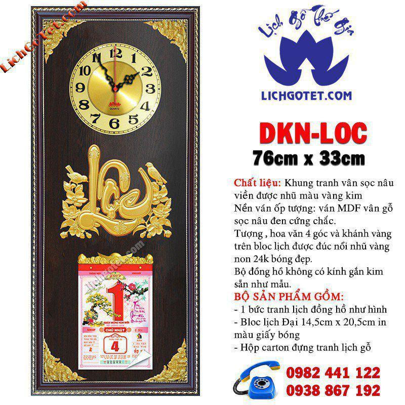 Tranh lịch đồng hồ chữ Lộc