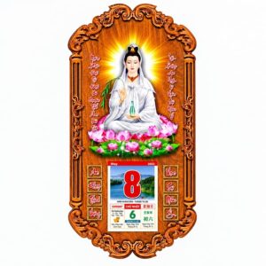 Lịch gỗ Quan Thế Âm Bồ Tát bình an 