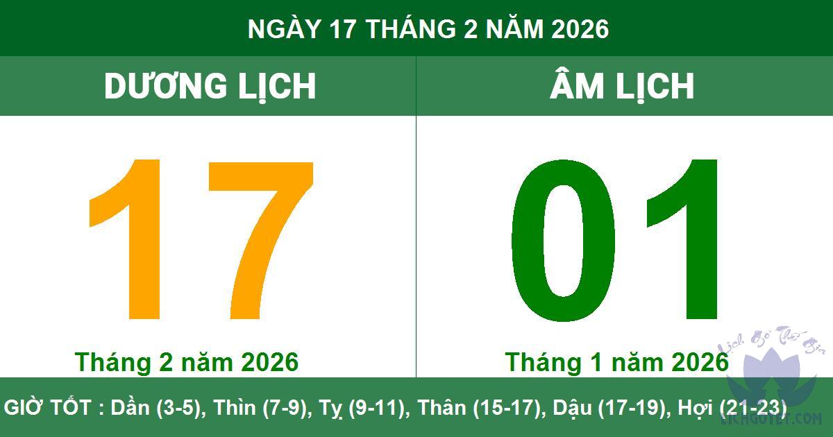 Tết âm lịch 2026 vào ngày nào dương lịch, mùng 1 là ngày mấy?