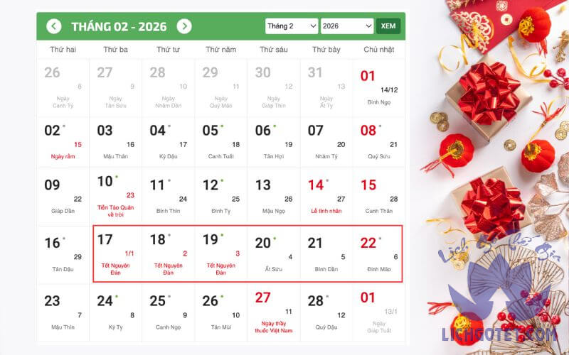 Còn bao nhiêu ngày nữa đến Tết 2026 - Cùng đếm ngược Tết 2026!