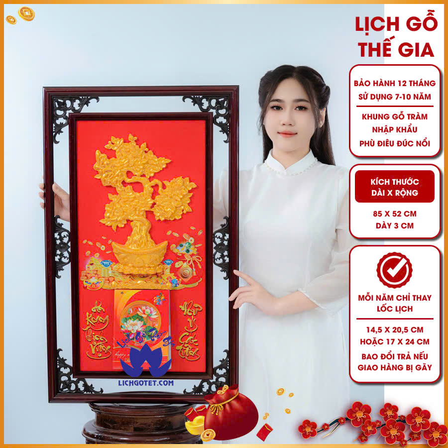 Lịch gỗ Kim Tiền Quý Lộc thu hút tài lộc