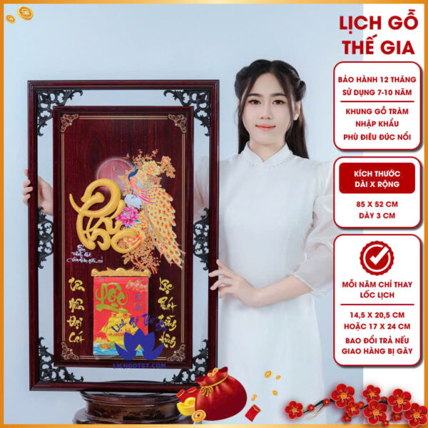 Lịch gỗ Tết Công Phúc Kim Ngọc tăng vận may cho gia chủ