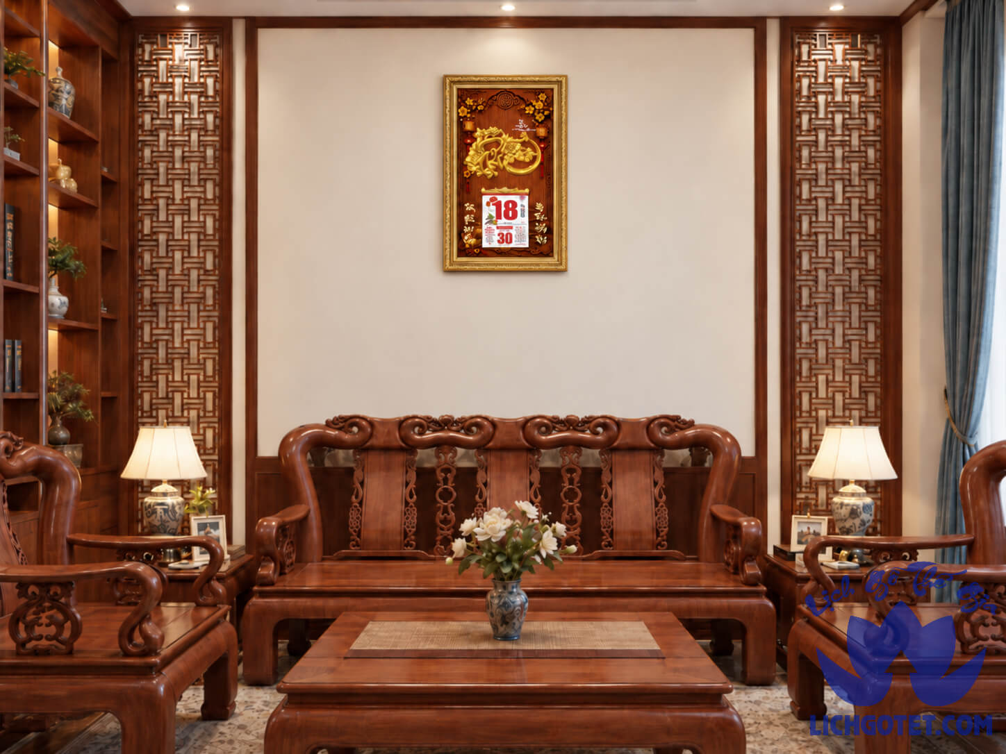 Tranh Lịch 3D Dán Nổi Khung Composite Xi Vàng Cao Cấp 2027