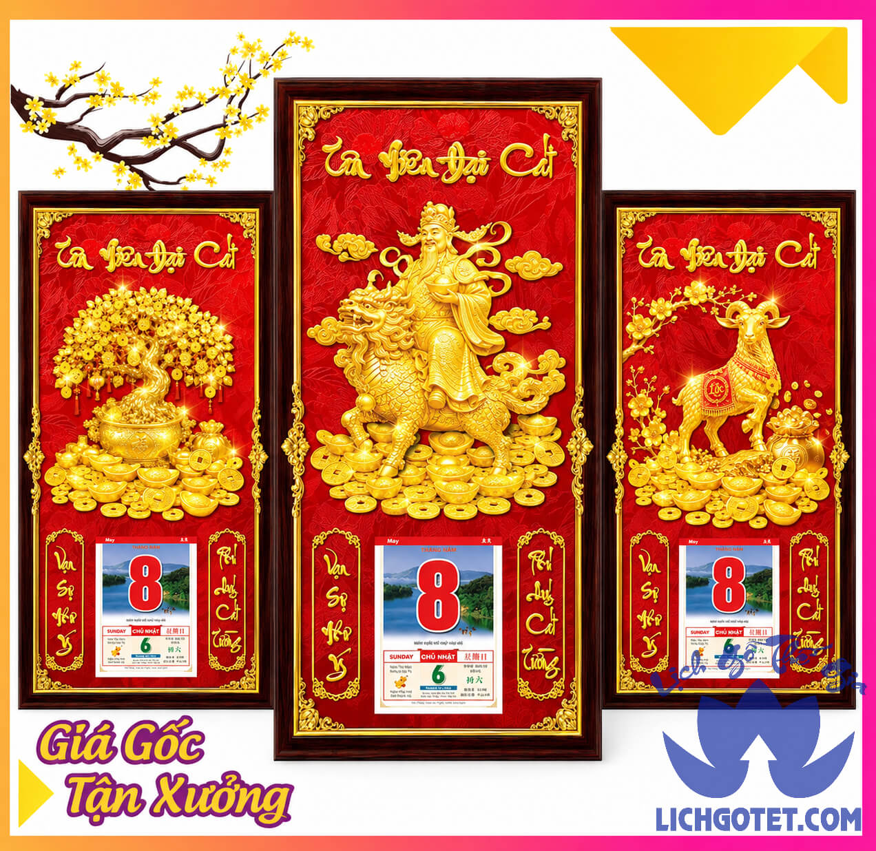 Tranh In Tráng Gương Tân Niên Đại Cát 100+ Mẫu Mới 2027