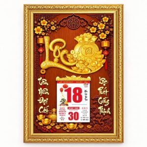 [HOT] Tranh Lịch 3D Dán Nổi Khung Composite Xi Vàng Cao Cấp 2027